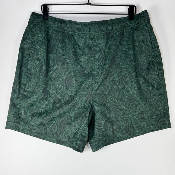 Mack Weldon Swim Trunk Mens Extra Large Green Tropical Drawstring Elastic Waist - Picture 3 of 14